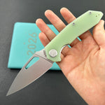 KUBEY Knife KU122V Coeus Linerlock Jade  G10 Handle Fold Knife