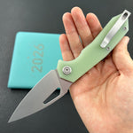 KUBEY Knife KU122V Coeus Linerlock Jade  G10 Handle Fold Knife