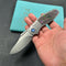 KUBEY KB384A Stroller  Folding Knife Gray Titanium/CF Inlays Handle 3.35”Stonewash CPM 20CV Blade