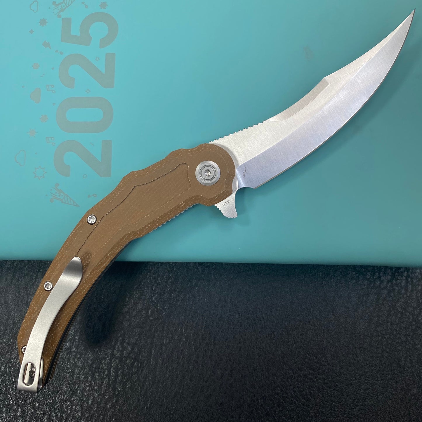 KU KNIVES KU346D Crest Pikal Linerlock Brown Micarta Folding Knife