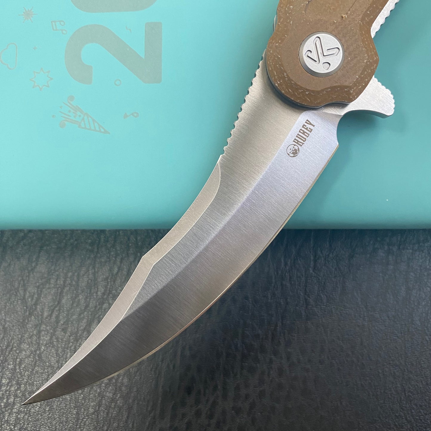 KU KNIVES KU346D Crest Pikal Linerlock Brown Micarta Folding Knife