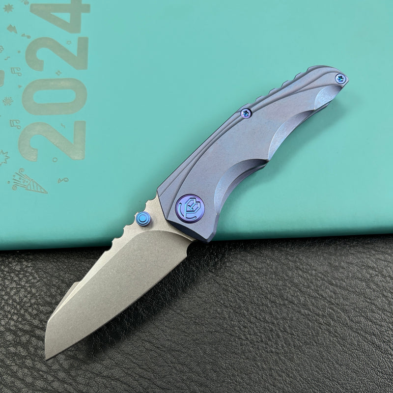 KB Knives KB390C Steeltle Folding Knife Blue Titanium Handle 2.36" Stonewash M390 Blade