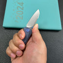 KB Knives KB390C Steeltle Folding Knife Blue Titanium Handle 2.36" Stonewash M390 Blade