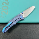 KB Knives KB390C Steeltle Folding Knife Blue Titanium Handle 2.36" Stonewash M390 Blade