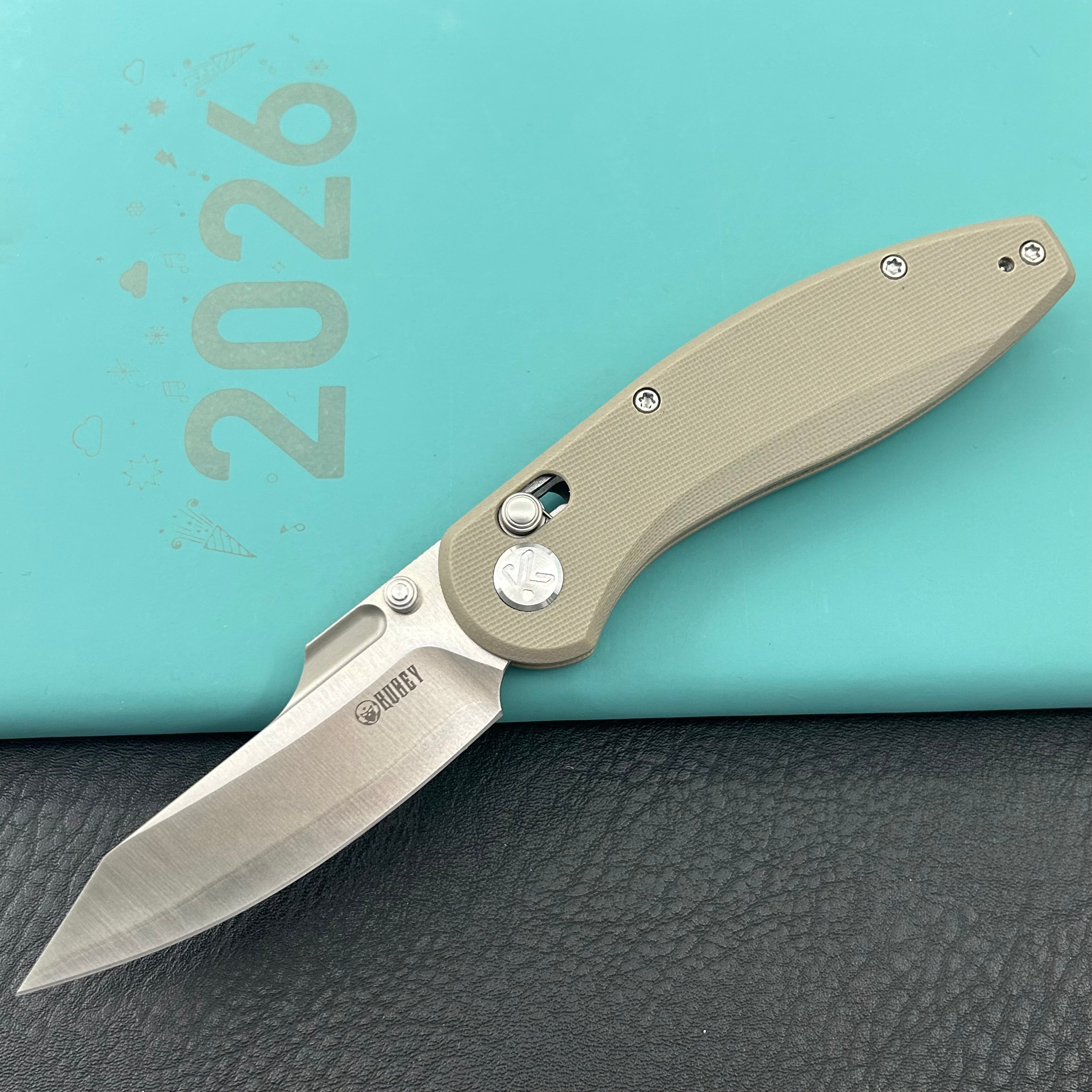 KUBEY Knife KU422B Minor Crossbar Lock Tan  Folding Knife