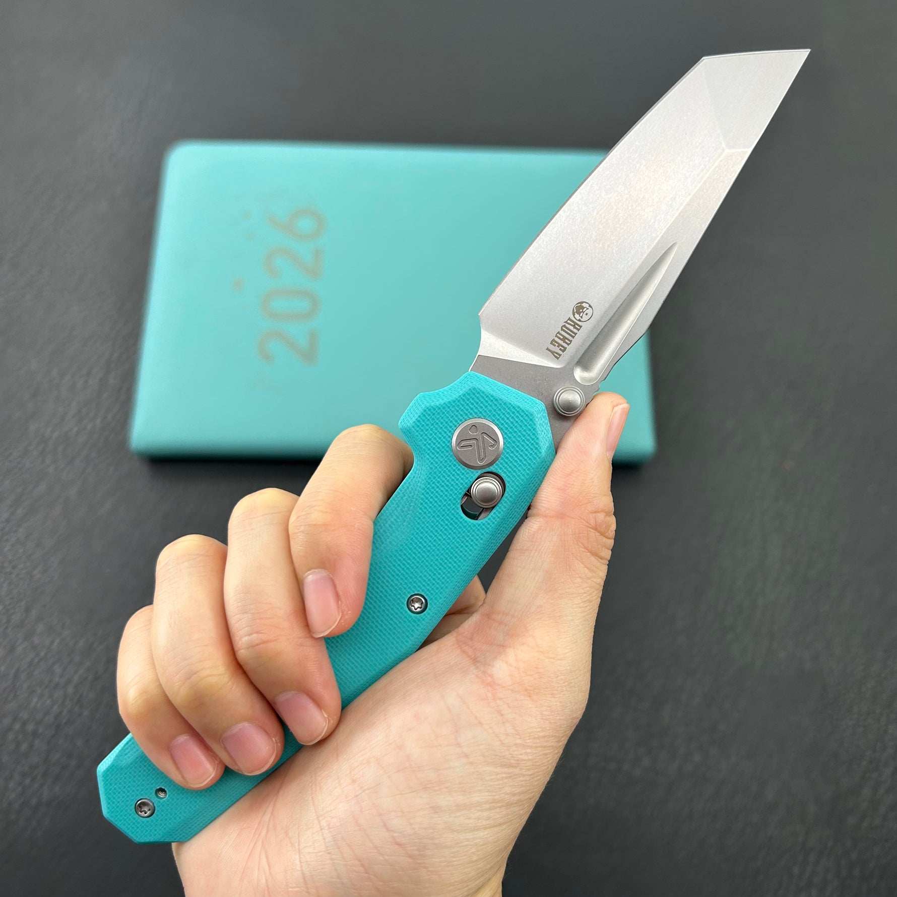 KUBEY Knife KU237G Carve Crossbarlock Tiffany Blue  Folding Knife