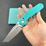 KUBEY Knife KU237G Carve Crossbarlock Tiffany Blue  Folding Knife