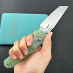 KUBEY Knife KU237F Carve Crossbarlock Jade  Folding Knife