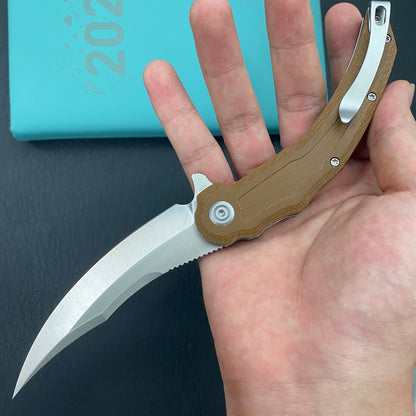 KU KNIVES KU346D Crest Pikal Linerlock Brown Micarta Folding Knife