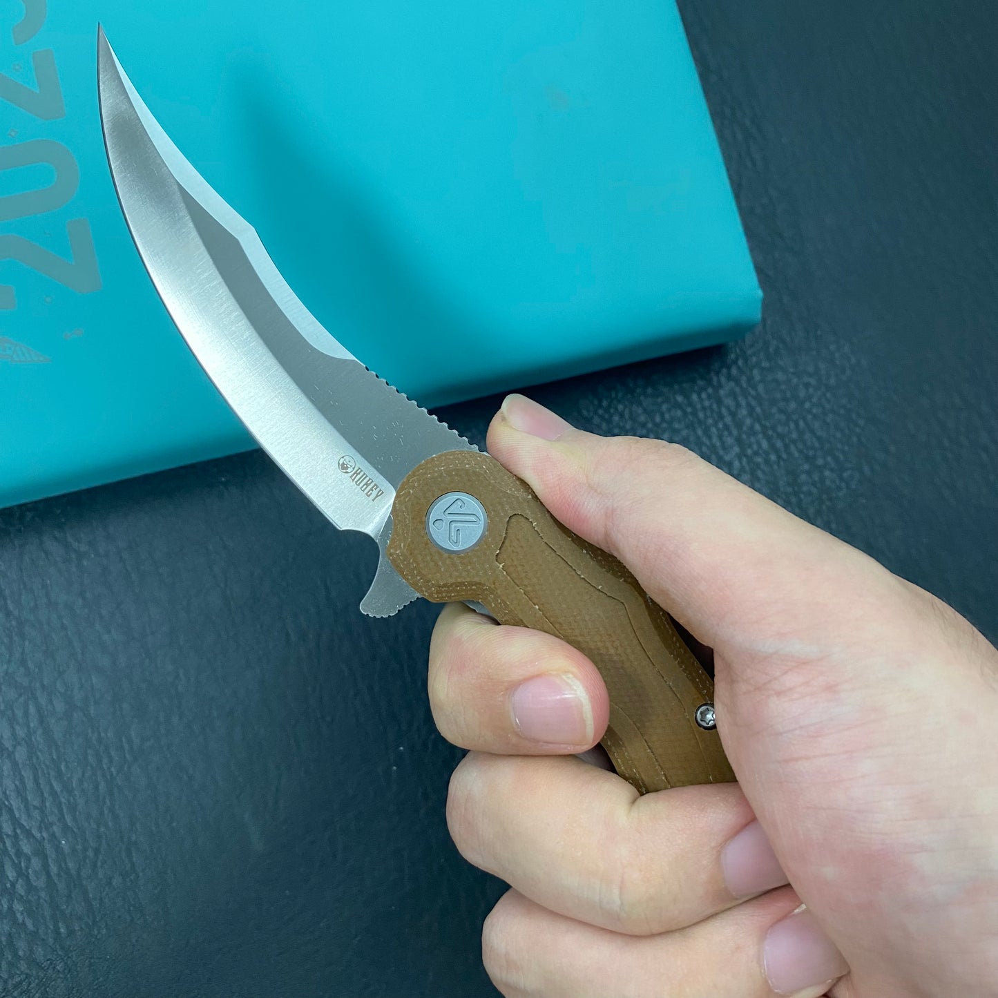 KU KNIVES KU346D Crest Pikal Linerlock Brown Micarta Folding Knife