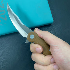 KU KNIVES KU346D Crest Pikal Linerlock Brown Micarta Folding Knife