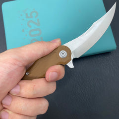 KU KNIVES KU346D Crest Pikal Linerlock Brown Micarta Folding Knife