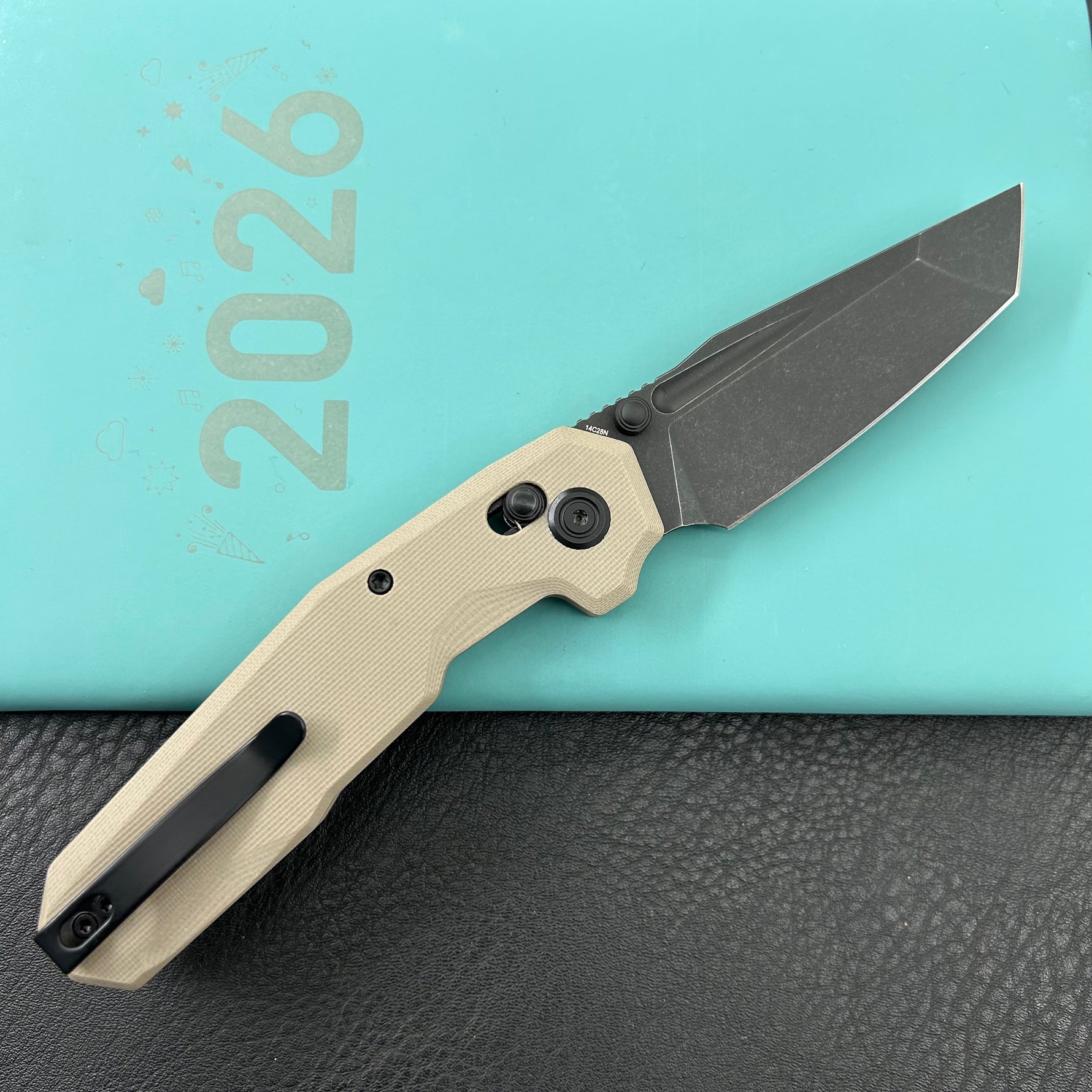 KUBEY Knife KU237C Carve Crossbarlock Black Tan  Folding Knife
