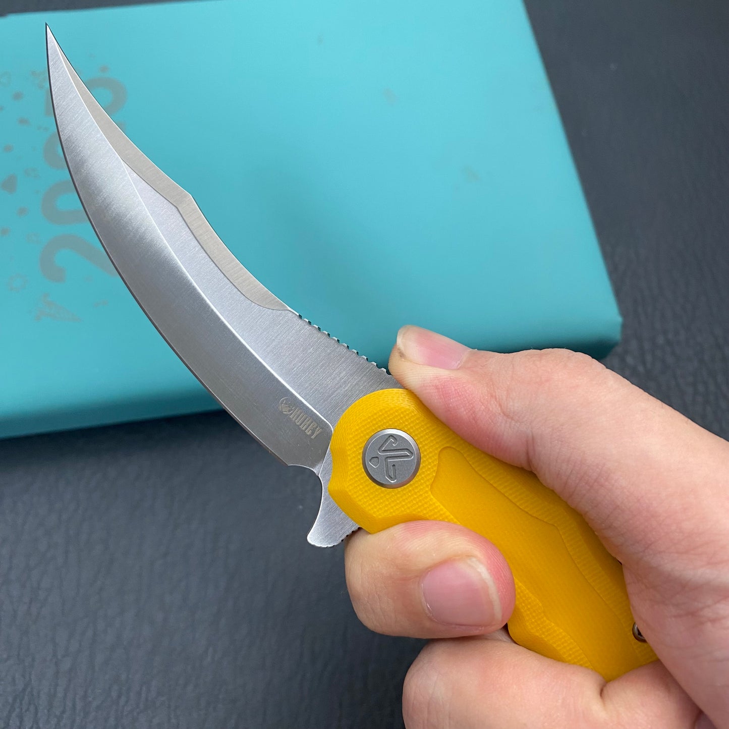 KU KNIVES KU346C Crest Pikal Linerlock Yellow Folding Knife