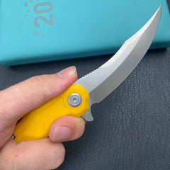 KU KNIVES KU346C Crest Pikal Linerlock Yellow Folding Knife