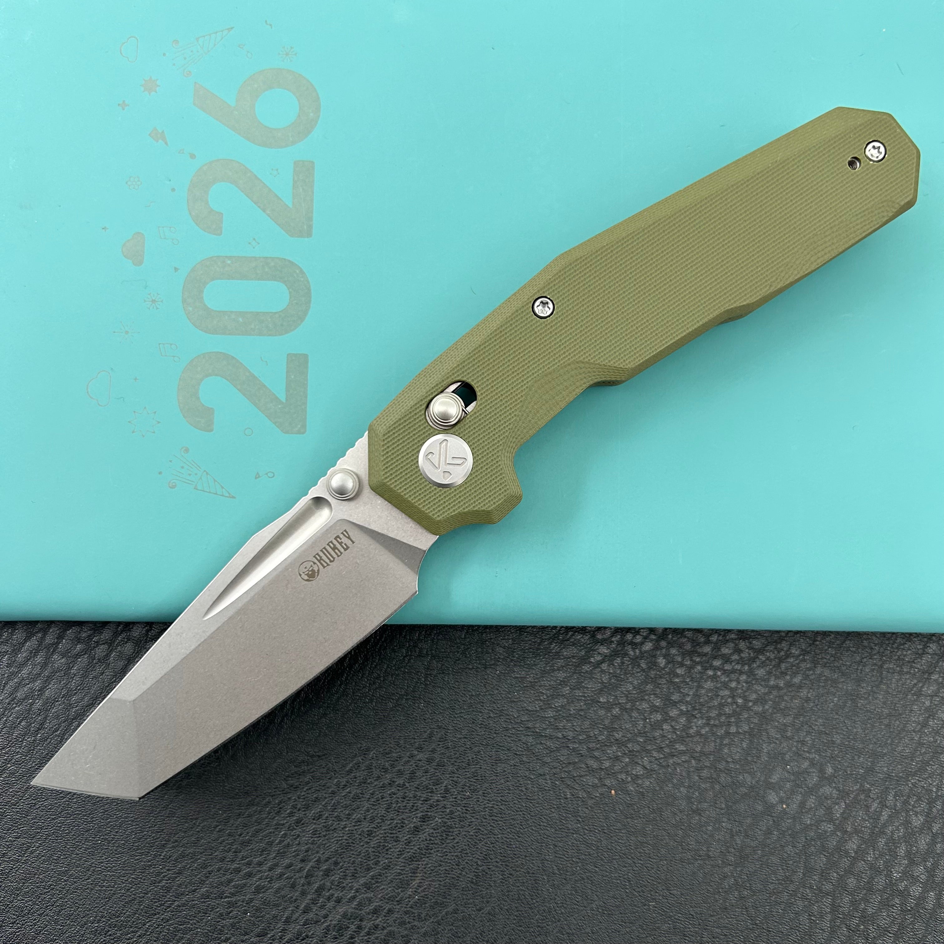 KUBEY Knife KU237B Carve Crossbarlock Green  Folding Knife