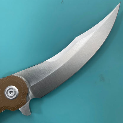 KU KNIVES KU346D Crest Pikal Linerlock Brown Micarta Folding Knife
