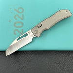 KB KNIVES KB435A-1 Venom Top Liner Lock Pocket Folding Knife Sandblast Titanium w/ Radial Milling 3.46" Belt Satin CPM S90V Blade