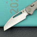 KB KNIVES KB435A-1 Venom Top Liner Lock Pocket Folding Knife Sandblast Titanium w/ Radial Milling 3.46" Belt Satin CPM S90V Blade