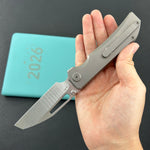 KB KNIVES KB435A-1 Venom Top Liner Lock Pocket Folding Knife Sandblast Titanium w/ Radial Milling 3.46" Belt Satin CPM S90V Blade
