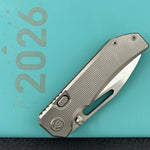 KB KNIVES KB435A-1 Venom Top Liner Lock Pocket Folding Knife Sandblast Titanium w/ Radial Milling 3.46" Belt Satin CPM S90V Blade