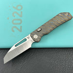 KB KNIVES KB435B-1 Venom Top Liner Lock Pocket Folding Knife Flame Ano Titanium w/ Radial Milling 3.46" Belt Satin CPM S90V Blade
