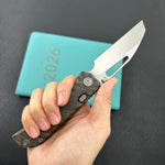 KB KNIVES KB435B-1 Venom Top Liner Lock Pocket Folding Knife Flame Ano Titanium w/ Radial Milling 3.46" Belt Satin CPM S90V Blade