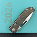 KB KNIVES KB435B-1 Venom Top Liner Lock Pocket Folding Knife Flame Ano Titanium w/ Radial Milling 3.46" Belt Satin CPM S90V Blade