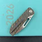 KB KNIVES KB435B-1 Venom Top Liner Lock Pocket Folding Knife Flame Ano Titanium w/ Radial Milling 3.46" Belt Satin CPM S90V Blade