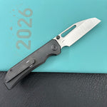 KB KNIVES KB435C-1 Venom Top Liner Lock Pocket Folding Knife DLC Titanium w/ Radial Milling 3.46" Belt Satin CPM S90V Blade