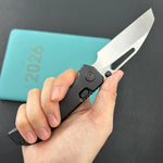 KB KNIVES KB435C-1 Venom Top Liner Lock Pocket Folding Knife DLC Titanium w/ Radial Milling 3.46" Belt Satin CPM S90V Blade