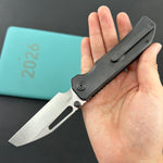 KB KNIVES KB435C-1 Venom Top Liner Lock Pocket Folding Knife DLC Titanium w/ Radial Milling 3.46" Belt Satin CPM S90V Blade