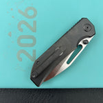 KB KNIVES KB435C-1 Venom Top Liner Lock Pocket Folding Knife DLC Titanium w/ Radial Milling 3.46" Belt Satin CPM S90V Blade