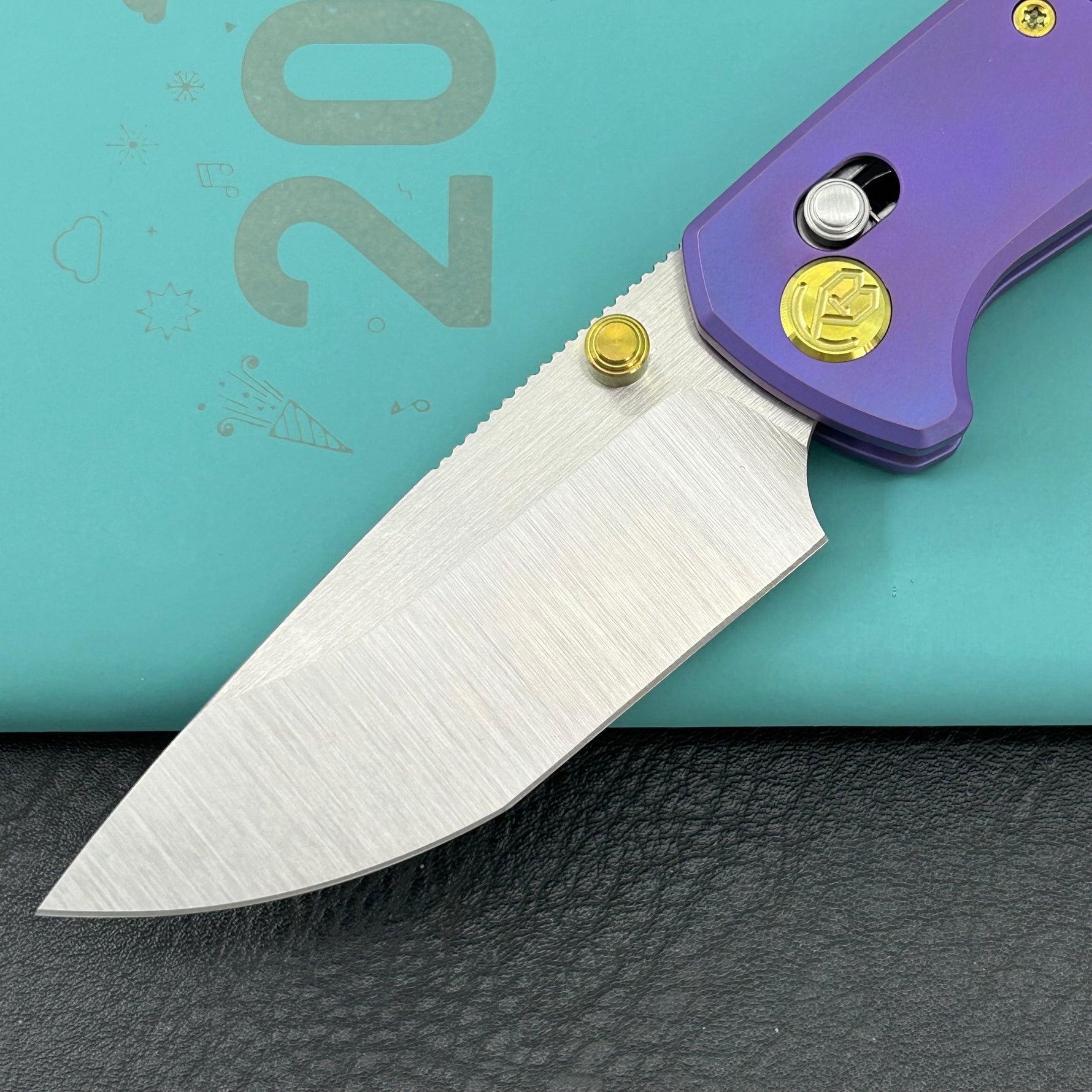 KB KNIVES KB326B Trillium Folding Knife Blurple Ano Titanium Handle 3.11'' Belt Satin M390 Blade