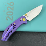 KB KNIVES KB326B Trillium Folding Knife Blurple Ano Titanium Handle 3.11'' Belt Satin M390 Blade