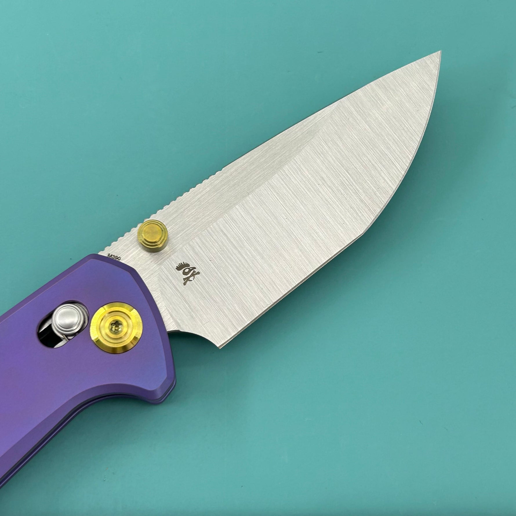 KB KNIVES KB326B Trillium Folding Knife Blurple Ano Titanium Handle 3.11'' Belt Satin M390 Blade