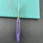 KB KNIVES KB326B Trillium Folding Knife Blurple Ano Titanium Handle 3.11'' Belt Satin M390 Blade