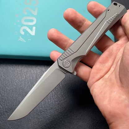 KB KNIVES KB429A Pyramid Folding Knife Gray Titanium Handle 3.54'' Beadblast M390