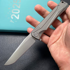 KB KNIVES KB429A Pyramid Folding Knife Gray Titanium Handle 3.54'' Beadblast M390