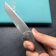 KB KNIVES KB429A Pyramid Folding Knife Gray Titanium Handle 3.54'' Beadblast M390