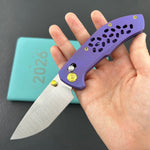 KB KNIVES KB326B Trillium Folding Knife Blurple Ano Titanium Handle 3.11'' Belt Satin M390 Blade