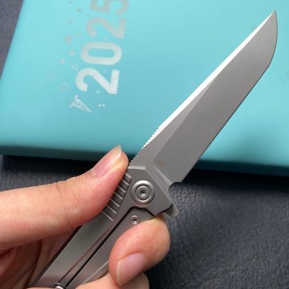 KB KNIVES KB429A Pyramid Folding Knife Gray Titanium Handle 3.54'' Beadblast M390