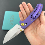 KB KNIVES KB326B Trillium Folding Knife Blurple Ano Titanium Handle 3.11'' Belt Satin M390 Blade