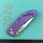 KB KNIVES KB326B Trillium Folding Knife Blurple Ano Titanium Handle 3.11'' Belt Satin M390 Blade