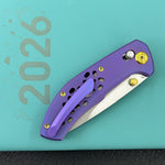 KB KNIVES KB326B Trillium Folding Knife Blurple Ano Titanium Handle 3.11'' Belt Satin M390 Blade