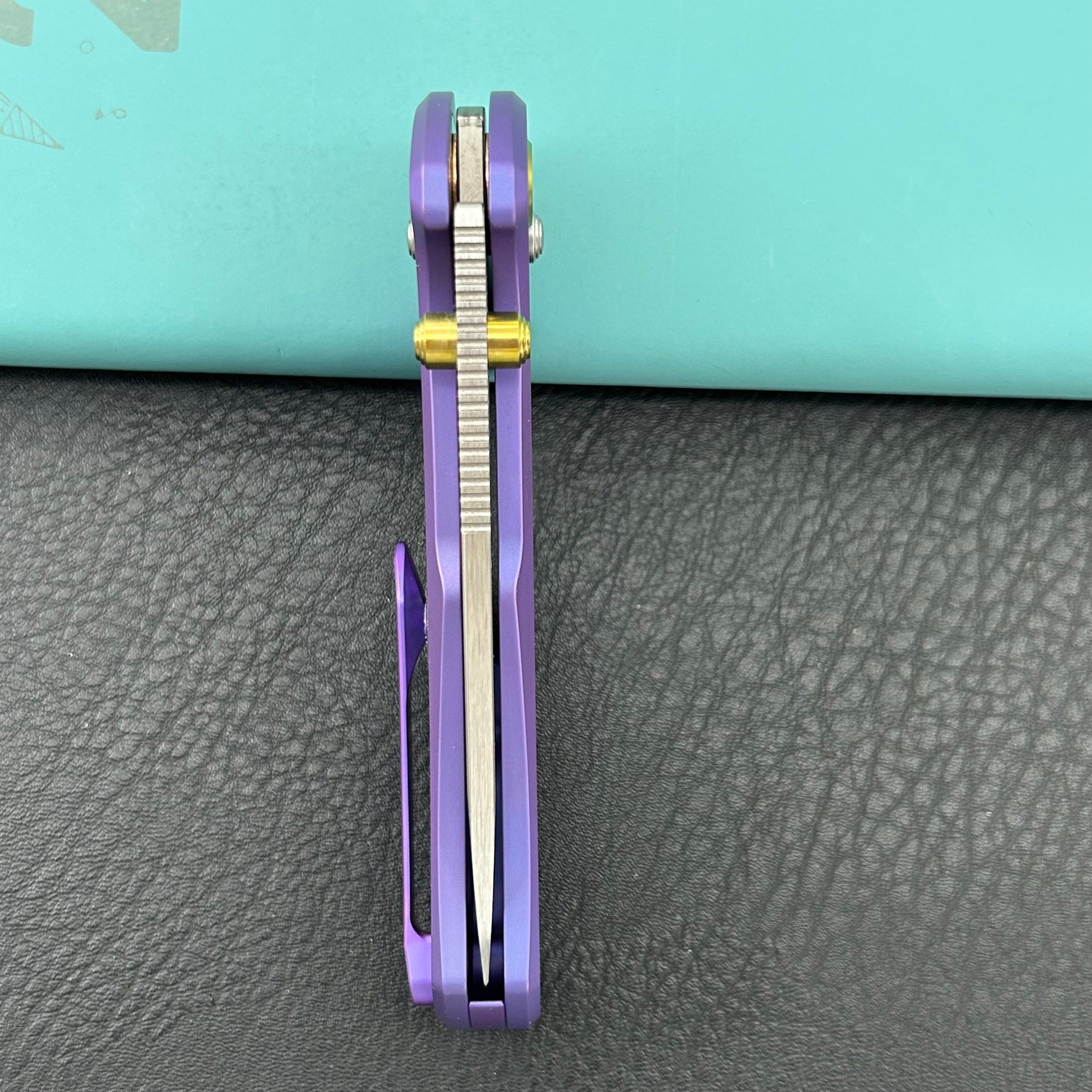 KB KNIVES KB326B Trillium Folding Knife Blurple Ano Titanium Handle 3.11'' Belt Satin M390 Blade