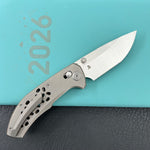 KB KNIVES KB326A Trillium Folding Knife Grey Titanium Handle 3.11'' Belt Satin M390 Blade