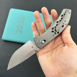 KB KNIVES KB326A Trillium Folding Knife Grey Titanium Handle 3.11'' Belt Satin M390 Blade