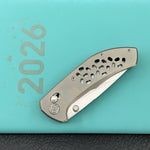 KB KNIVES KB326A Trillium Folding Knife Grey Titanium Handle 3.11'' Belt Satin M390 Blade