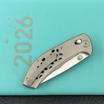 KB KNIVES KB326A Trillium Folding Knife Grey Titanium Handle 3.11'' Belt Satin M390 Blade